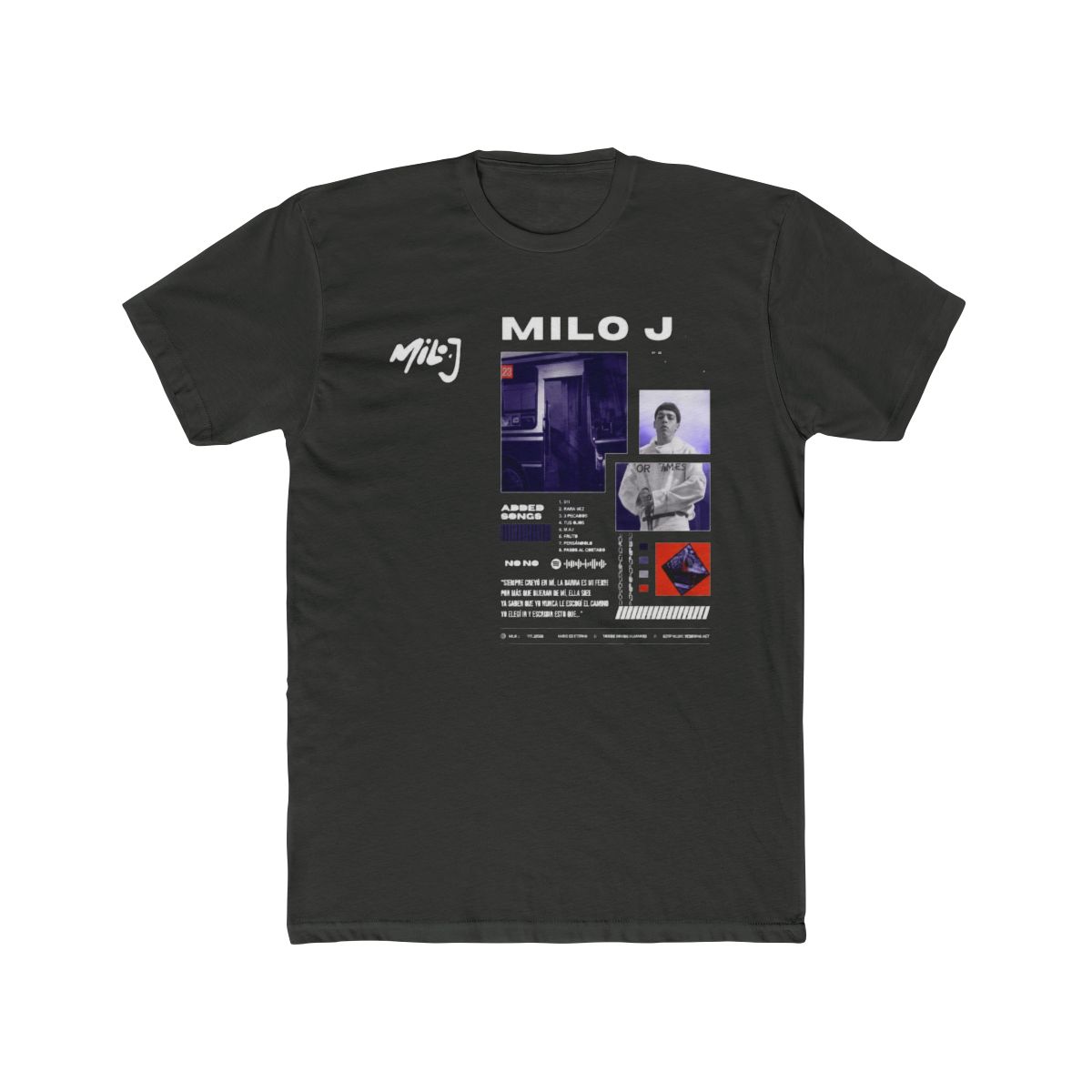 Rapper Milo J 166 Álbum T Shirt Homens Mulheres Moda Hip Hop Camiseta 100% Algodão Casual Oversized Manga Curta Camisetas Streetwear - alternate angle 5, merchandise