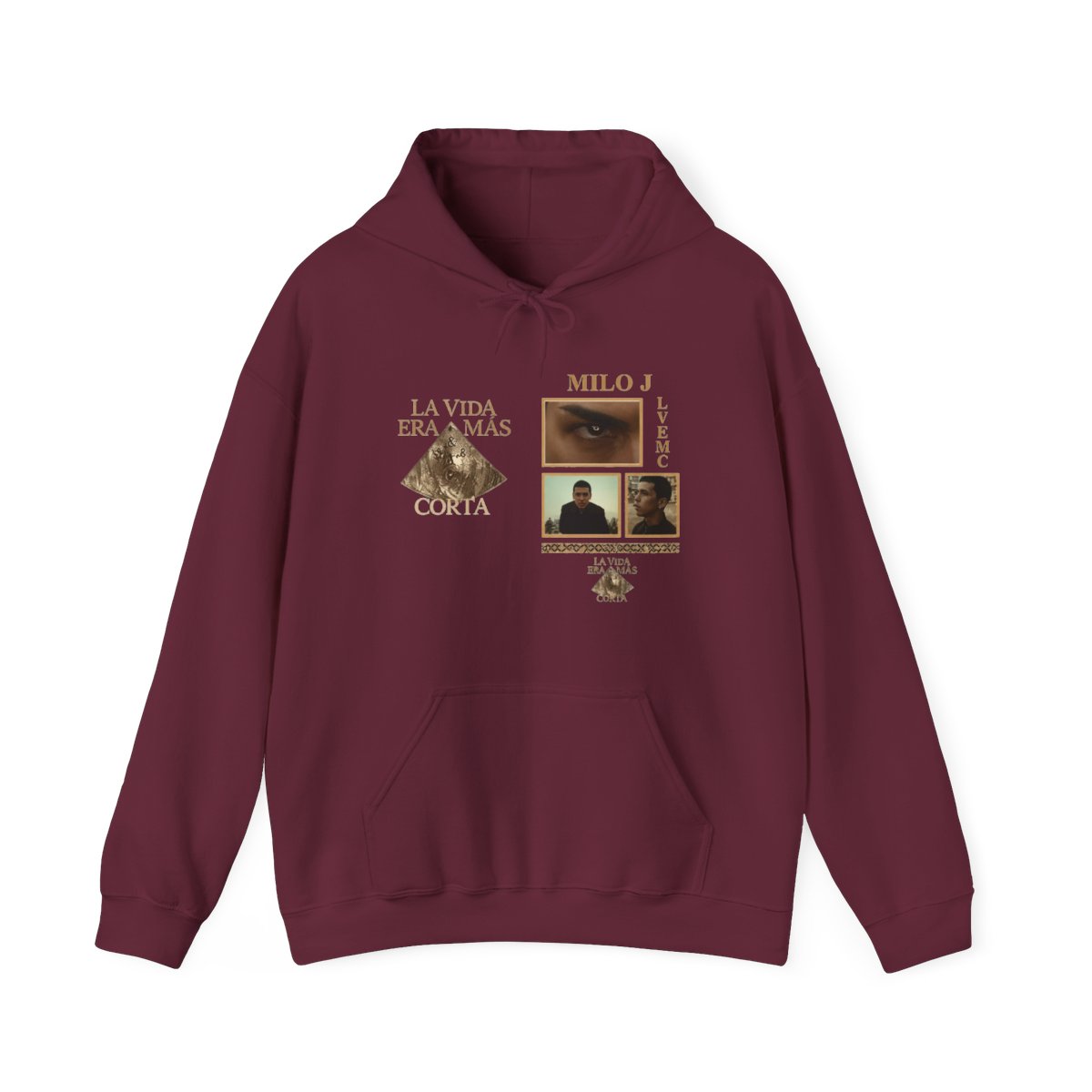 Moletom Oversized Rapper Milo J com Estampa do Álbum La Vida Era Mas Corta, Hoodie Unissex Harajuku, Pullover de Mangas Longas, Moletom Grosso - alternate angle 4, merchandise
