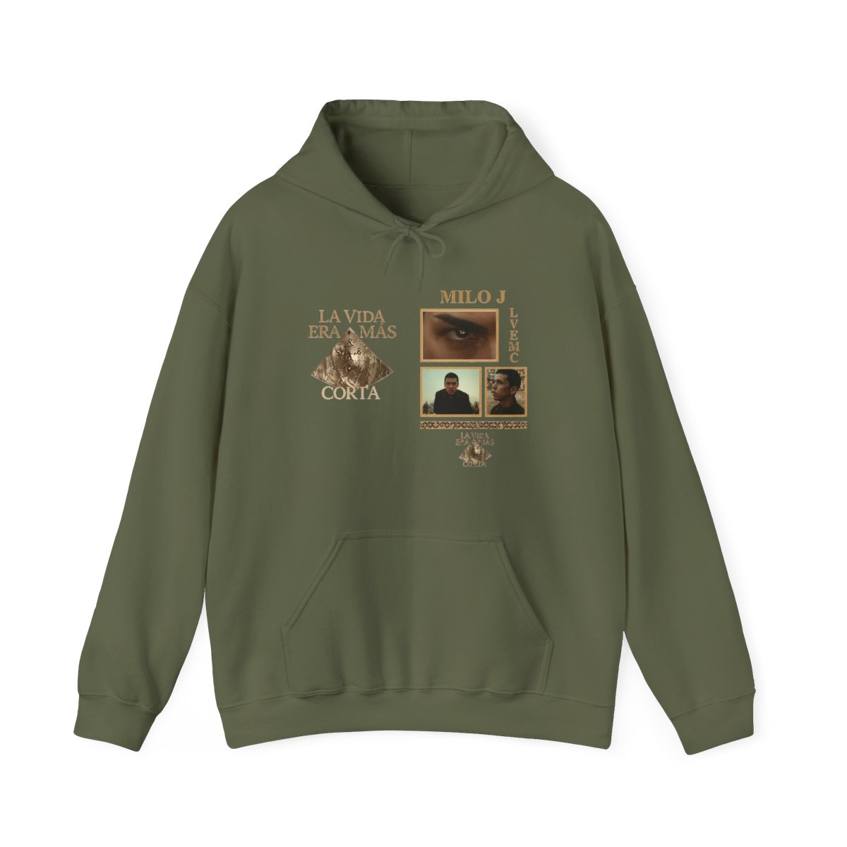 Moletom Oversized Rapper Milo J com Estampa do Álbum La Vida Era Mas Corta, Hoodie Unissex Harajuku, Pullover de Mangas Longas, Moletom Grosso - alternate angle 2, merchandise