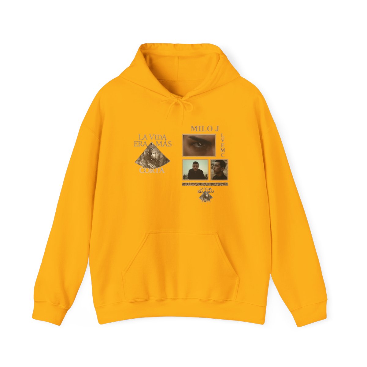 Moletom Oversized Rapper Milo J com Estampa do Álbum La Vida Era Mas Corta, Hoodie Unissex Harajuku, Pullover de Mangas Longas, Moletom Grosso - alternate angle 3, merchandise
