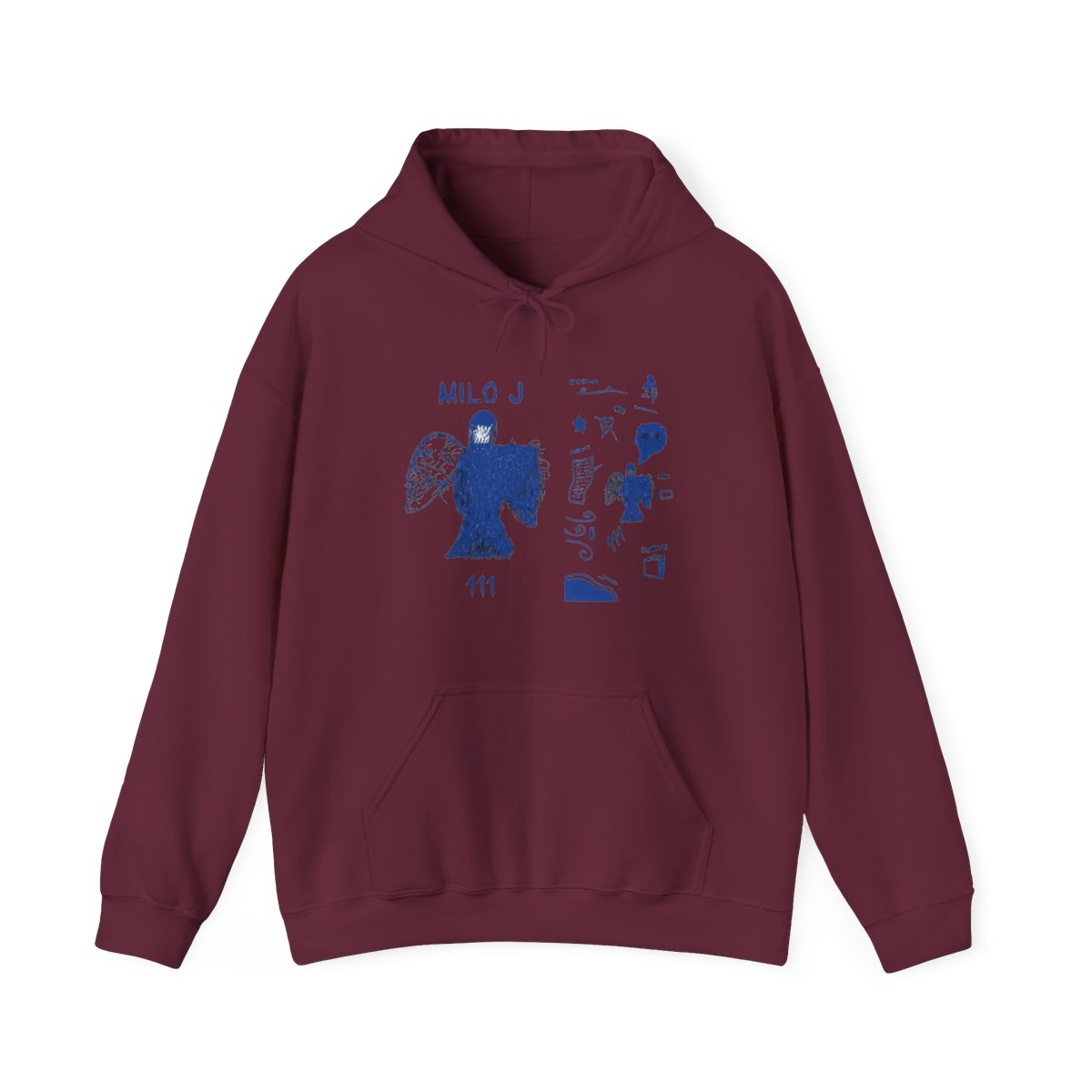 Milo J 111 Album Merch Hoodie - Casual & Comfortable Loose Fit Pul With Drawstring Hood Long Sleeves And Letter Print Design Perfect For FallWinter Casual Wear Hoodie Relaxed Fit Hoodie - alternate angle 3, merchandise