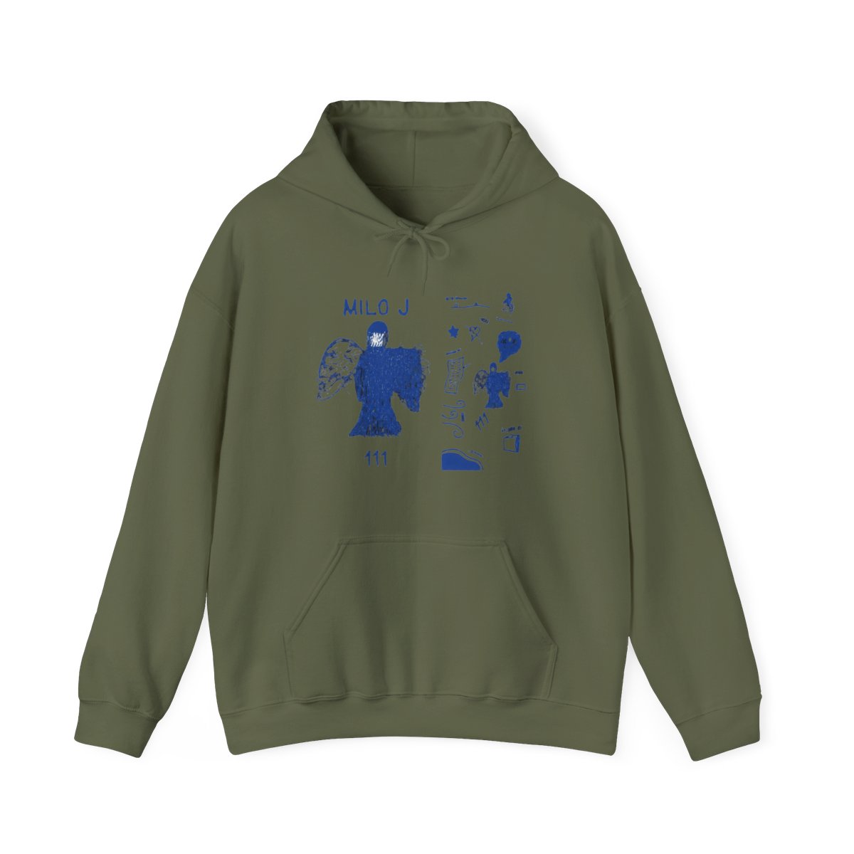 Milo J 111 Album Merch Hoodie - Casual & Comfortable Loose Fit Pul With Drawstring Hood Long Sleeves And Letter Print Design Perfect For FallWinter Casual Wear Hoodie Relaxed Fit Hoodie - alternate angle 4, merchandise