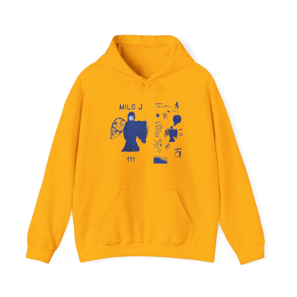 Milo J 111 Album Merch Hoodie - Casual & Comfortable Loose Fit Pul With Drawstring Hood Long Sleeves And Letter Print Design Perfect For FallWinter Casual Wear Hoodie Relaxed Fit Hoodie - alternate angle 2, merchandise