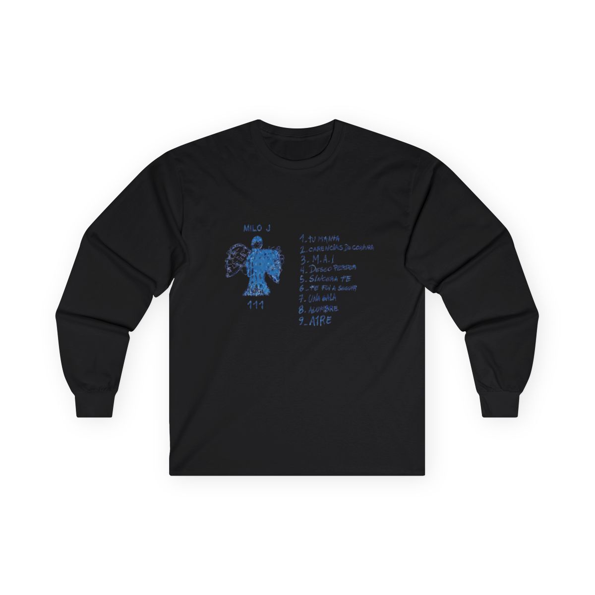 Milo J Merch T-Shirt Milo J 111 Album Women Men Casual Fashion Retro Classic Long Sleeve, White, XXS