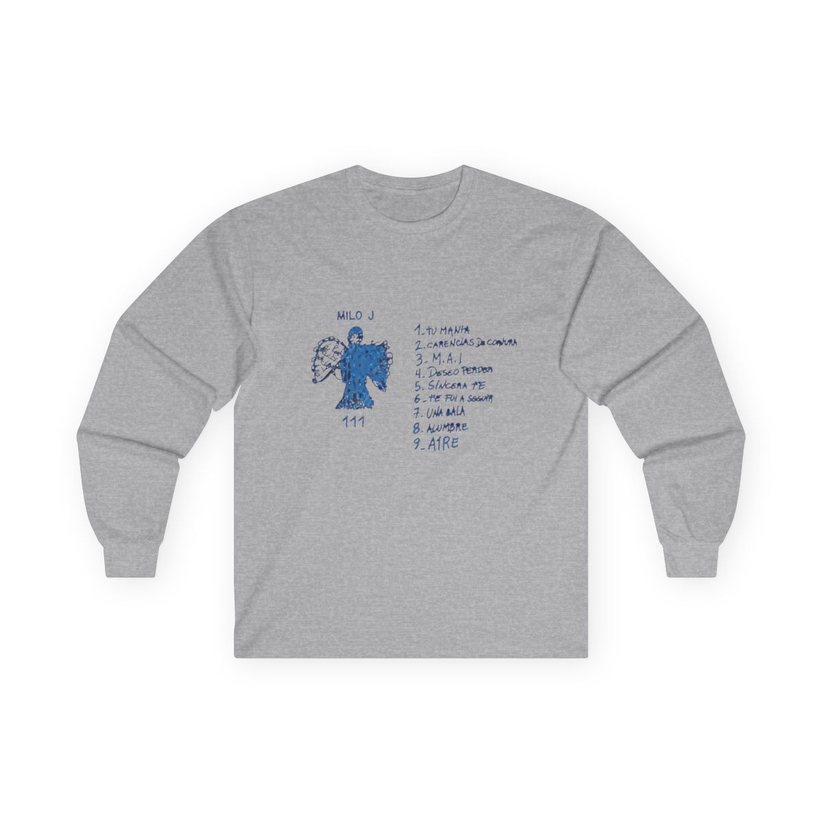 Milo J Merch T-Shirt Milo J 111 Album Women Men Casual Fashion Retro Classic Long Sleeve, White, XXS - alternate angle 2, merchandise
