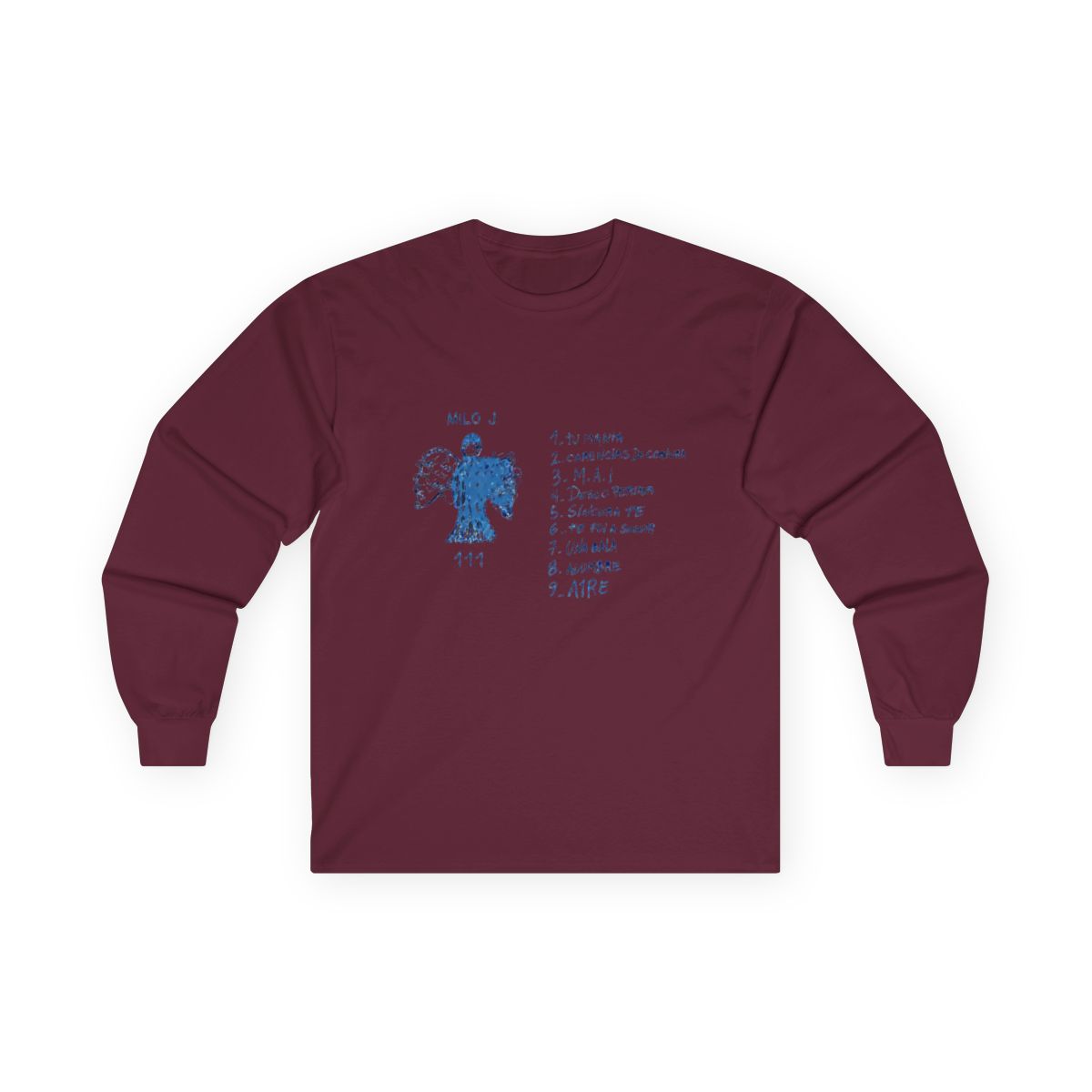 Milo J Merch T-Shirt Milo J 111 Album Women Men Casual Fashion Retro Classic Long Sleeve, White, XXS - alternate angle 4, merchandise
