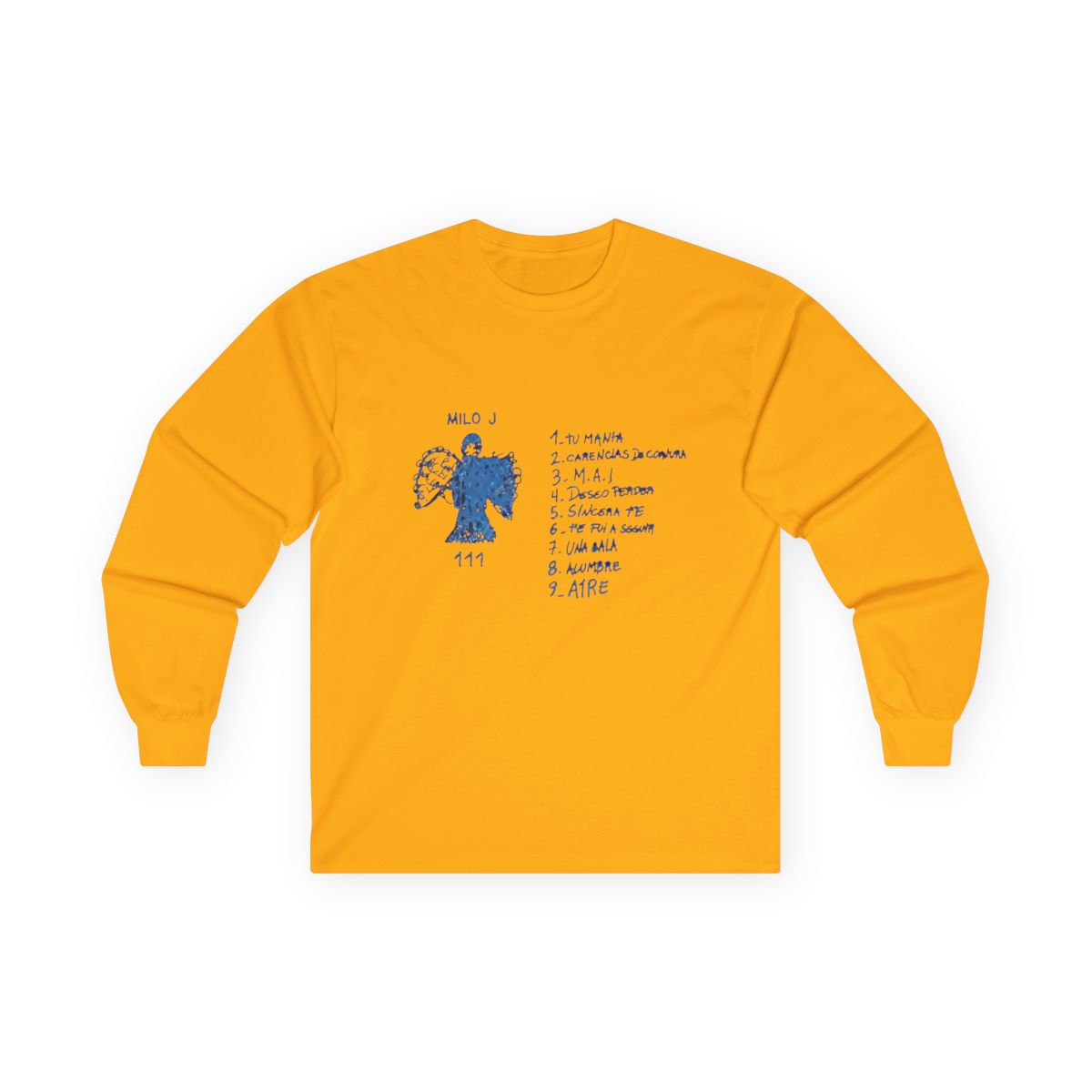 Milo J Merch T-Shirt Milo J 111 Album Women Men Casual Fashion Retro Classic Long Sleeve, White, XXS - alternate angle 3, merchandise